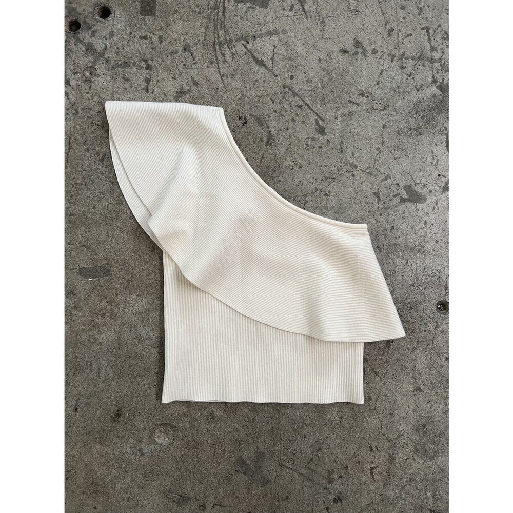 Aritzia Ivory Wilfred One Shoulder Crop Top Size Small